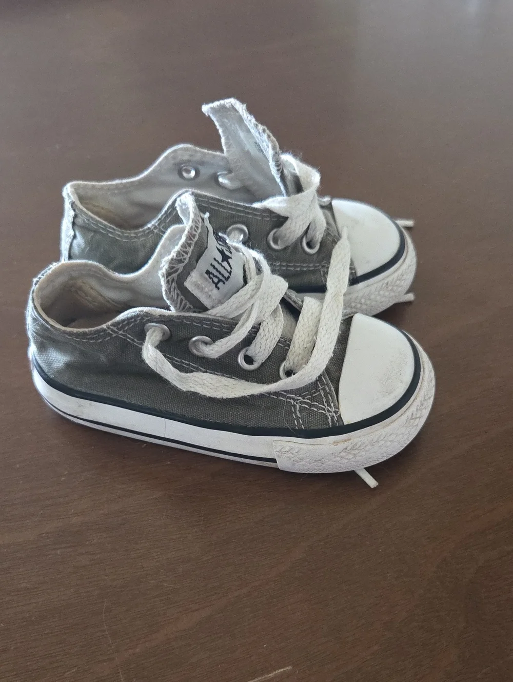 Converse Kids Low Top Canvas Sneakers - Gray and White